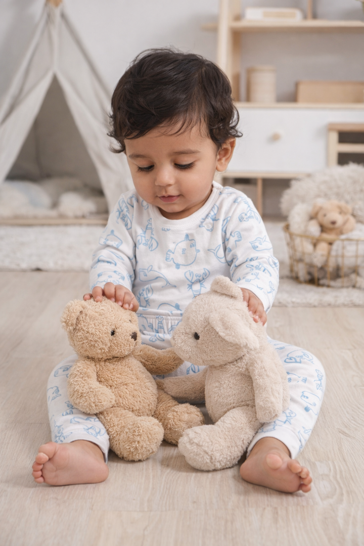 Cotton Onesies and Pant Set for Babies | Sleepwear | Sea Animals Print