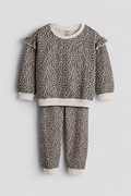 Leopard Print Ruffle Sweatshirt and Jogger Set