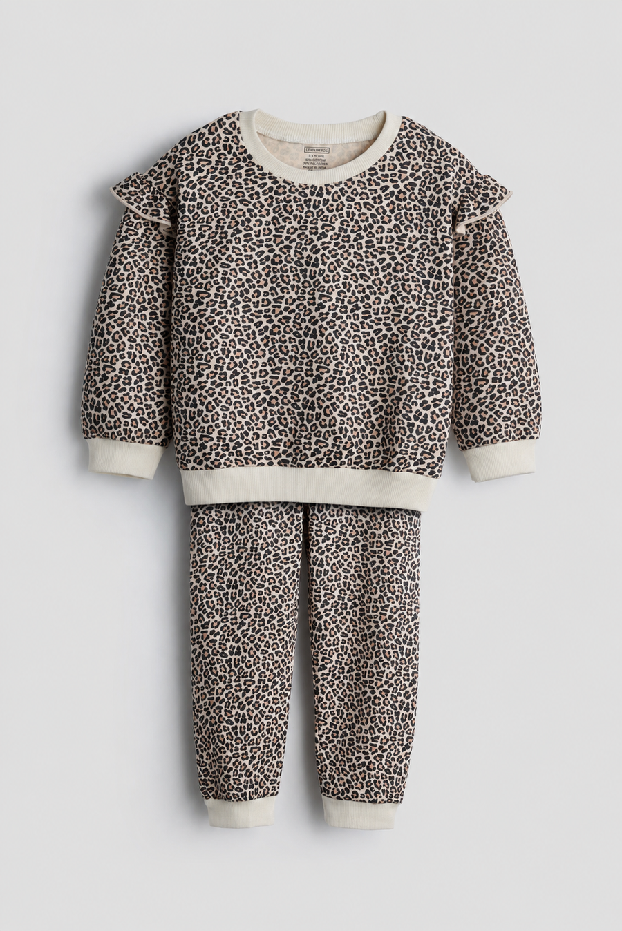 Leopard Print Ruffle Sweatshirt and Jogger Set