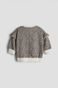 Leopard Print Ruffle Sweatshirt and Jogger Set