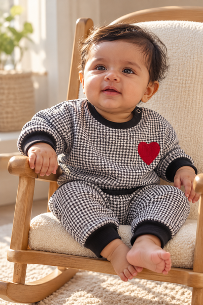 Houndstooth Heart Sweatshirt and Jogger Set