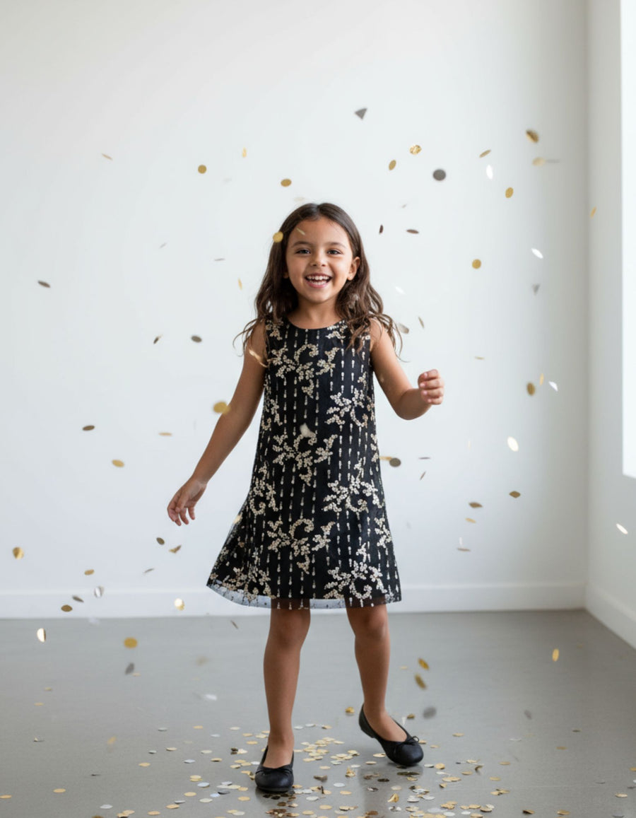 Black sequence party dress for girls