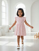 Pink Hearts Print Frill Sleeves Cotton Dress for Little Girls