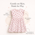 Pink Red Hearts Print Frill Sleeves Cotton Dress for Little Girls