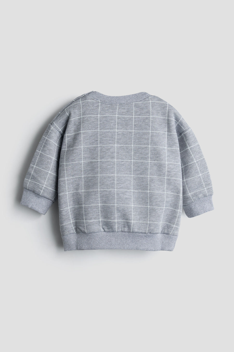 Grey Windowpane Check Fleece Sweatshirt and Jogger Set