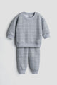 Grey Windowpane Check Fleece Sweatshirt and Jogger Set