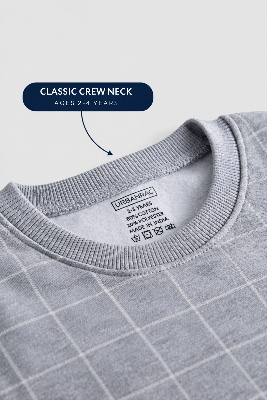 Grey Windowpane Check Fleece Sweatshirt and Jogger Set