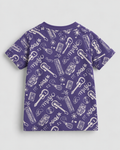 Purple Music Print Cotton T-Shirt for Kids