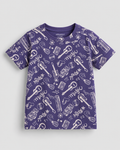 Purple Music Print Cotton T-Shirt for Kids