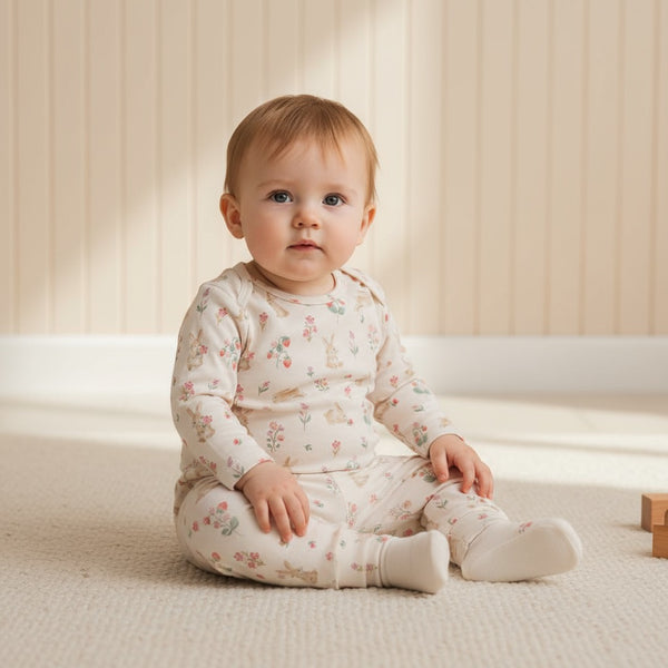 Cotton Onesies and Pant Set for Babies | Sleepwear | Bunny Floral Print