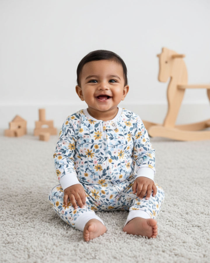 2 Way Double Zipper Sleepsuit for Babies | Floral