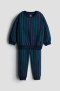 Fleece Sweatshirt & Jogger Set for Babies – Navy/Green