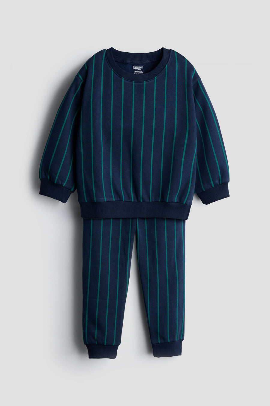 Fleece Sweatshirt & Jogger Set for Babies – Navy/Green