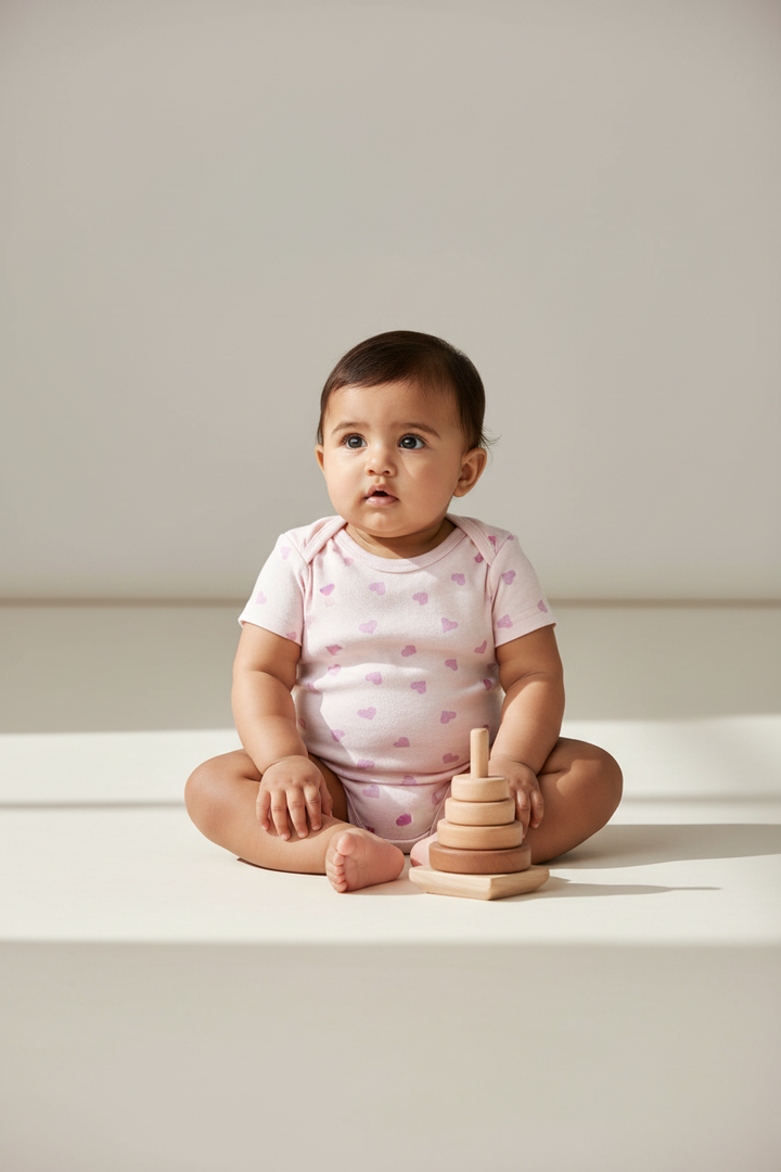 Pink Heart Print Onesies 100% Cotton