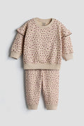 Pink Leopard Ruffle Sweatshirt and Jogger Set