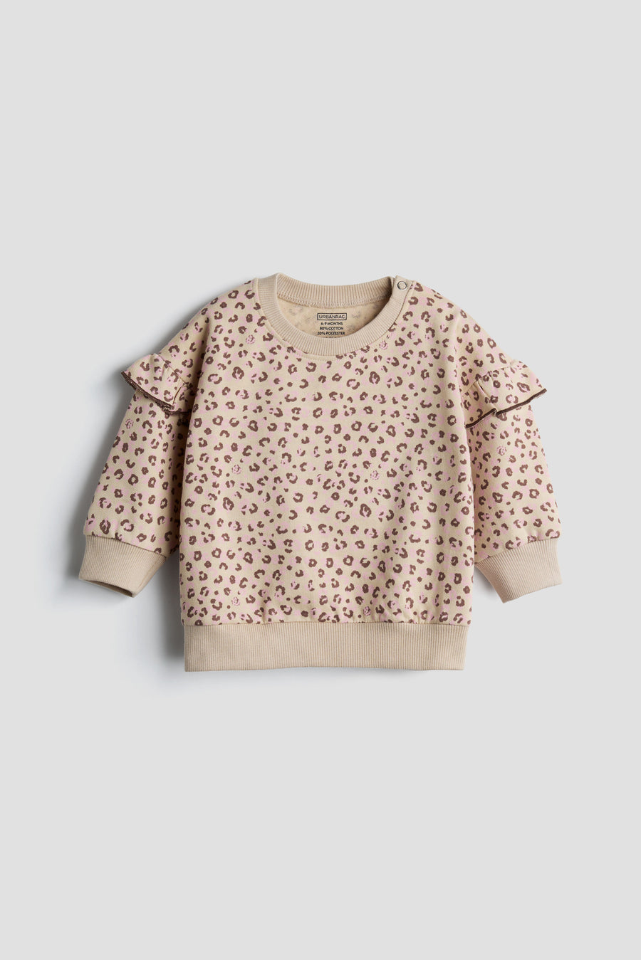 Pink Leopard Ruffle Sweatshirt and Jogger Set