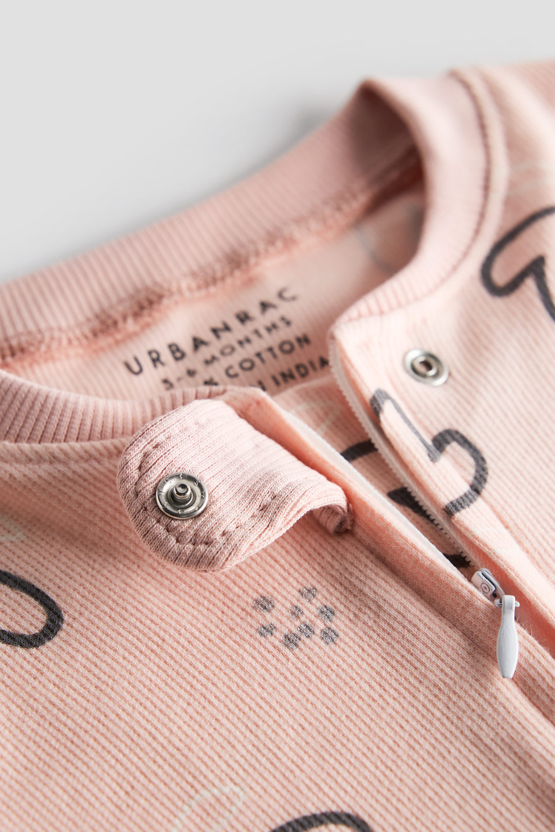 100% Cotton Baby Zipper Sleepsuit with Feet | Babies Sleepwear | Unisex | Peachy