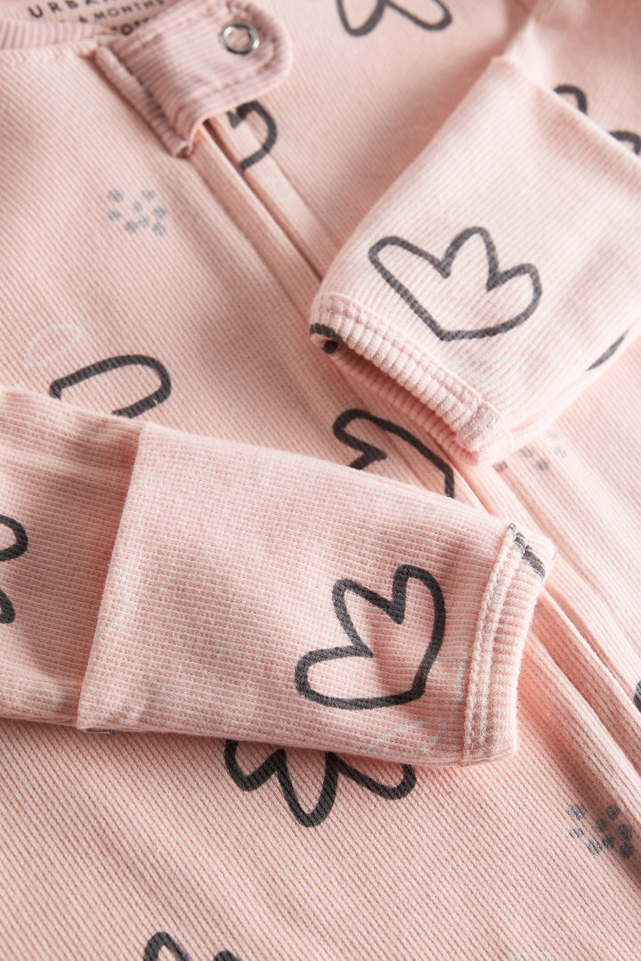 100% Cotton Baby Zipper Sleepsuit with Feet | Babies Sleepwear | Unisex | Peachy