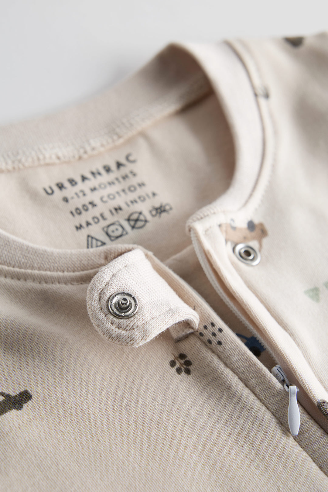 100% Cotton Baby Zipper Sleepsuit with Feet | Babies Sleepwear | Car Print