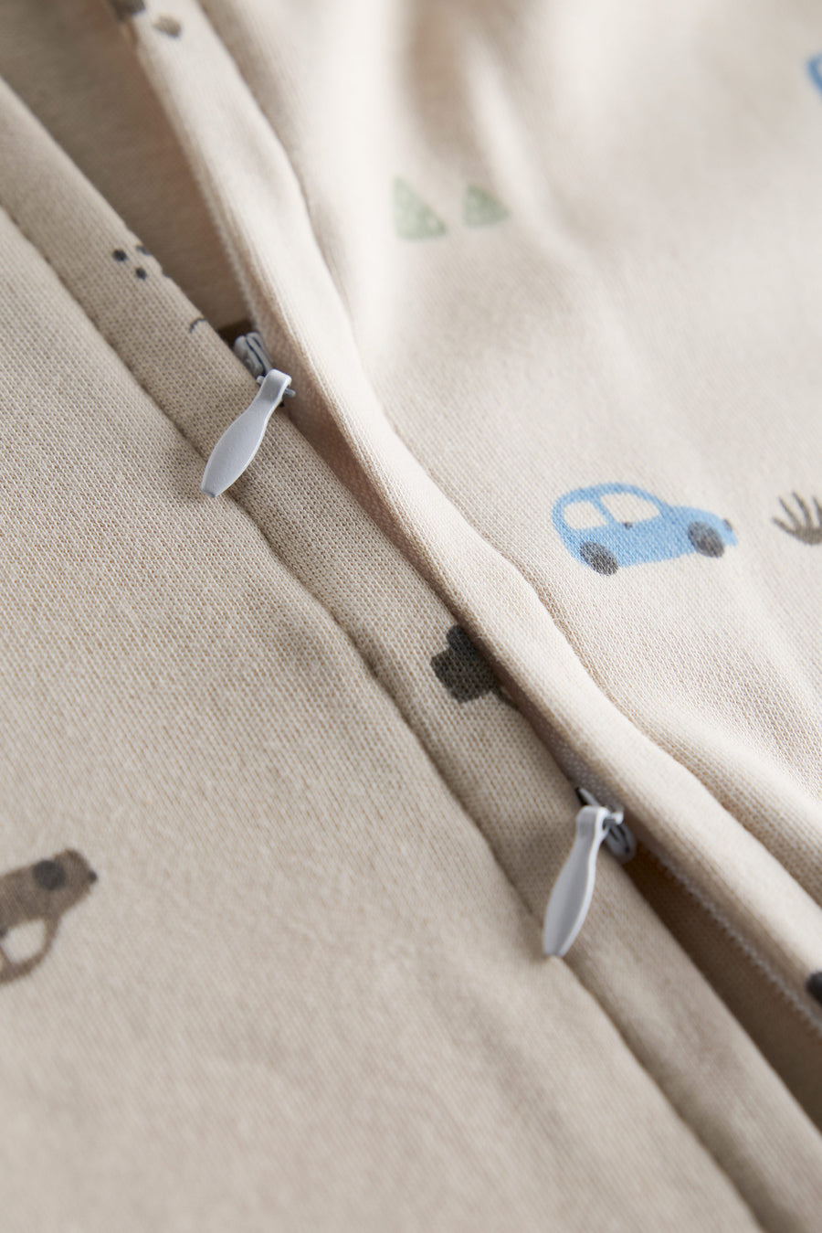 2 Way Double Zipper Sleepsuit with Feet For Babies | Car Print