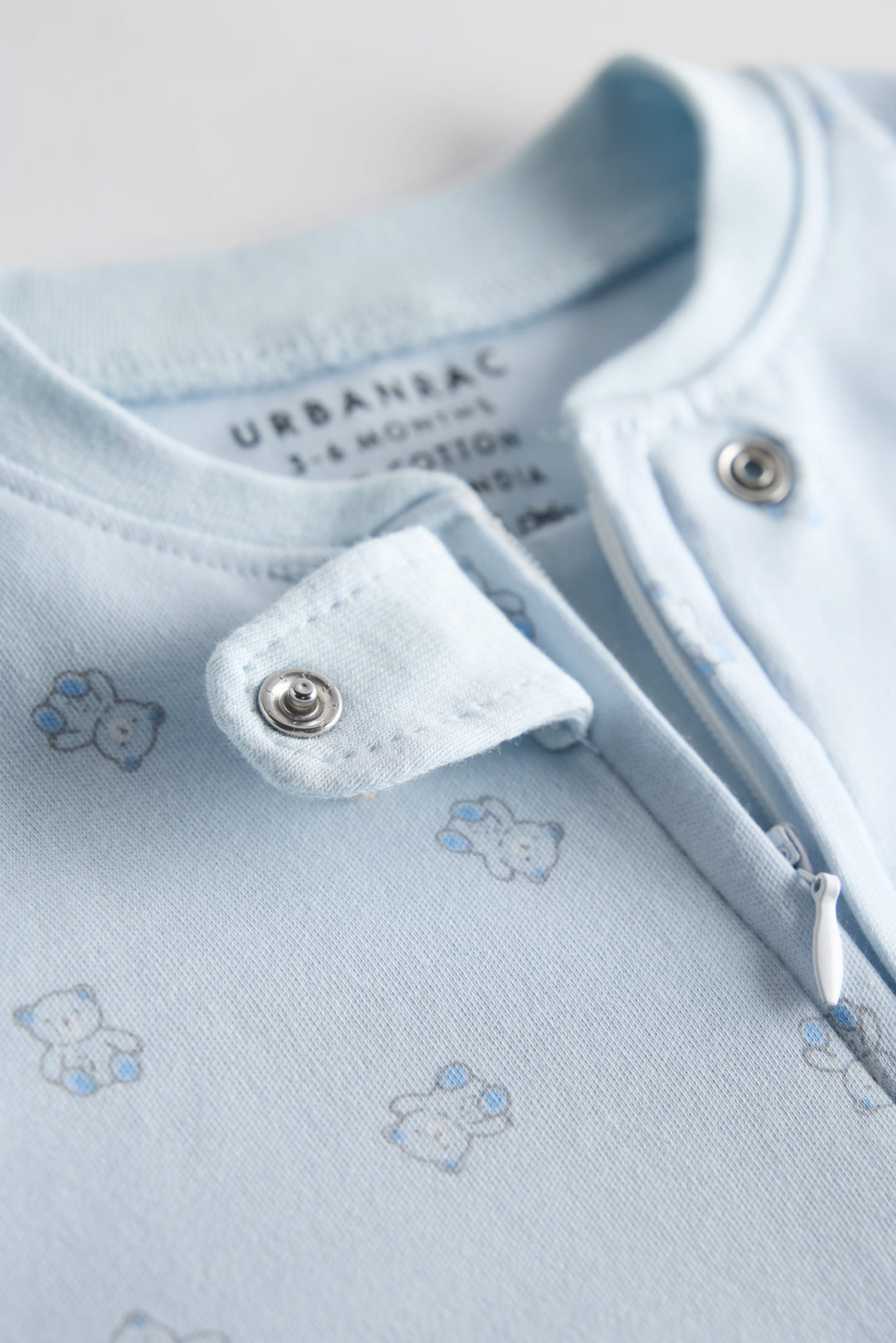 100% Cotton Baby Zipper Sleepsuit with Feet | Babies Sleepwear | Cute Bear