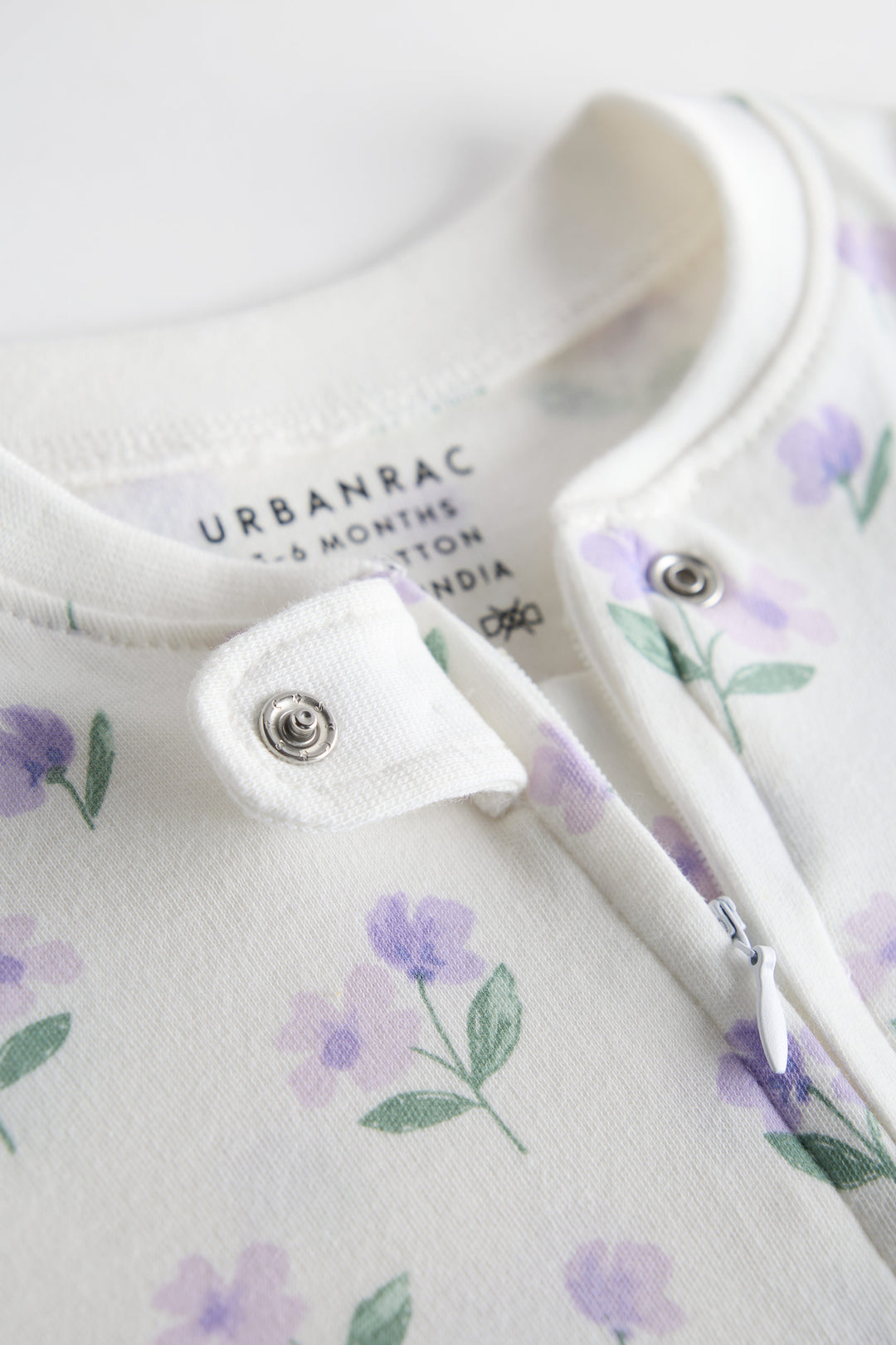 100% Cotton Baby Zipper Sleepsuit with Feet | Babies Sleepwear | Floral