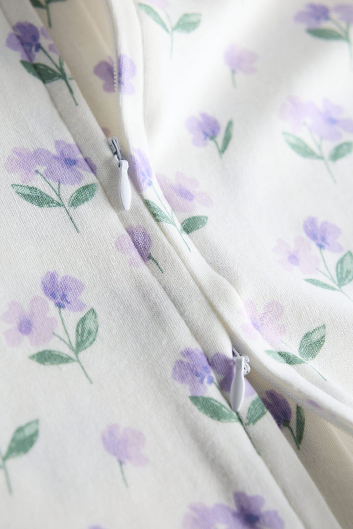 100% Cotton Baby Zipper Sleepsuit with Feet | Babies Sleepwear | Floral