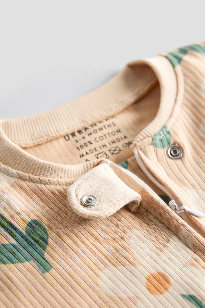 100% Cotton Baby Zipper Sleepsuit with Feet | Babies Sleepwear | Bright floral