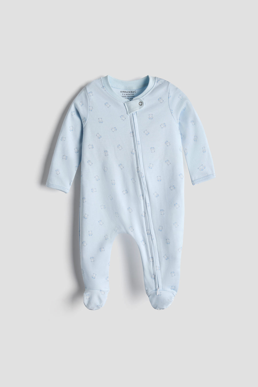 2 Way Double Zipper Sleepsuit with Feet For Babies | Bear Print