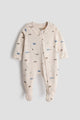 2 Way Double Zipper Sleepsuit with Feet For Babies | Car Print