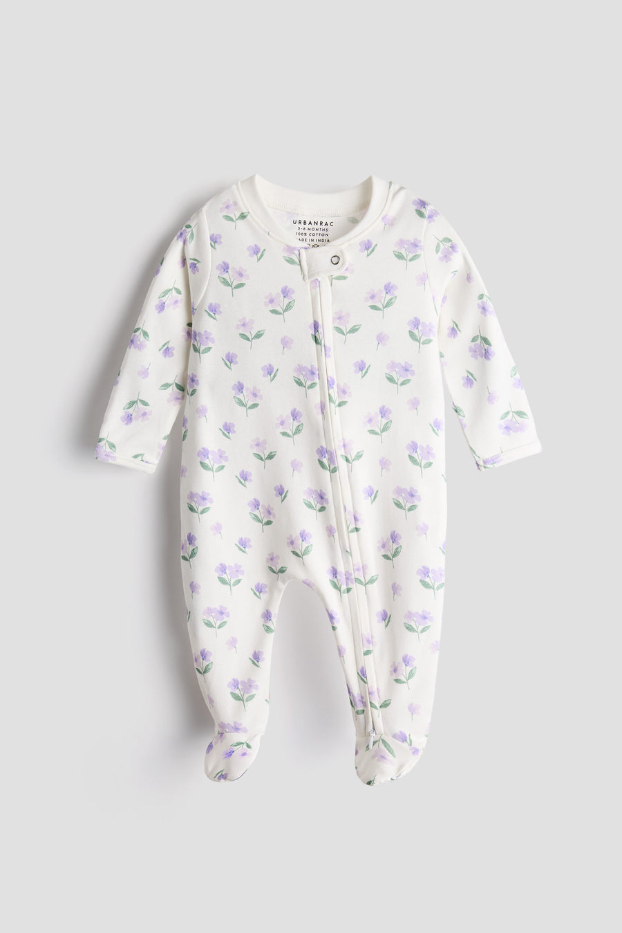 2 Way Double Zipper Sleepsuit with Feet For Babies | Floral