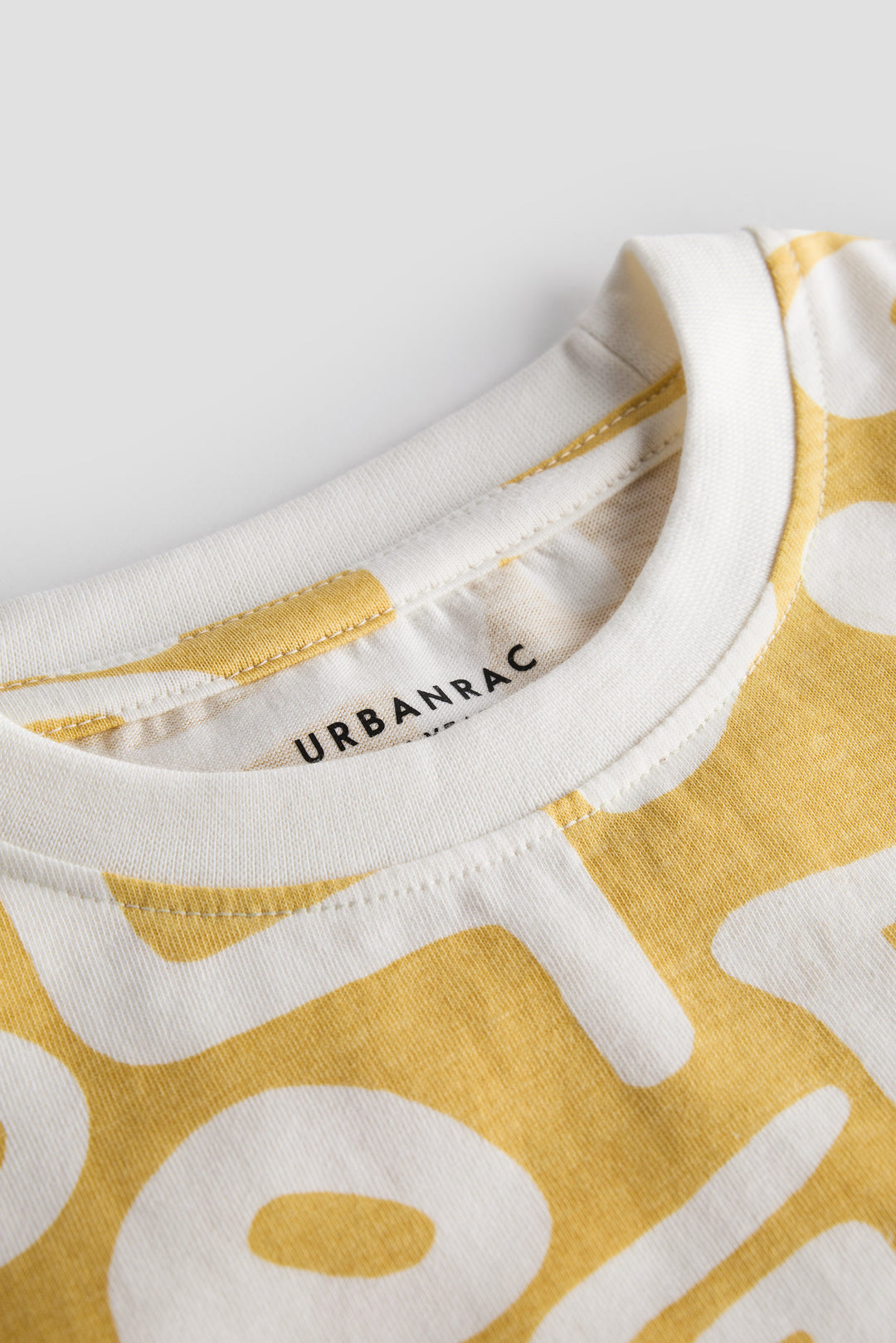 Unisex Kids 100% Cotton Oversized Graphic T-Shirt – Yellow & White Abstract Print