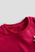 Girls' Hot Pink Cotton T-shirt with 3D Flower Appliqué