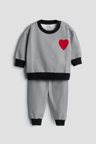 Houndstooth Heart Sweatshirt and Jogger Set