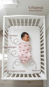 Organic GOTS Certified Cotton Baby Blanket - Teddy Bear Print Blush Pink