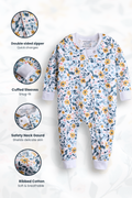 2 Way Double Zipper Sleepsuit for Babies | Floral