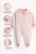 2 Way Double Zipper Sleepsuit for Babies| Peachy Hearts