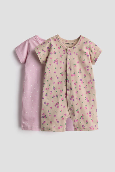 Floral Pink Half Romper Set - Pack of 2