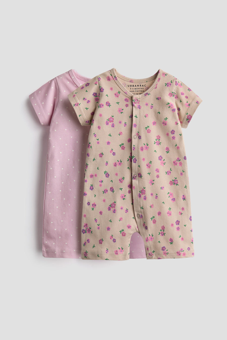 Floral Pink Half Romper Set - Pack of 2