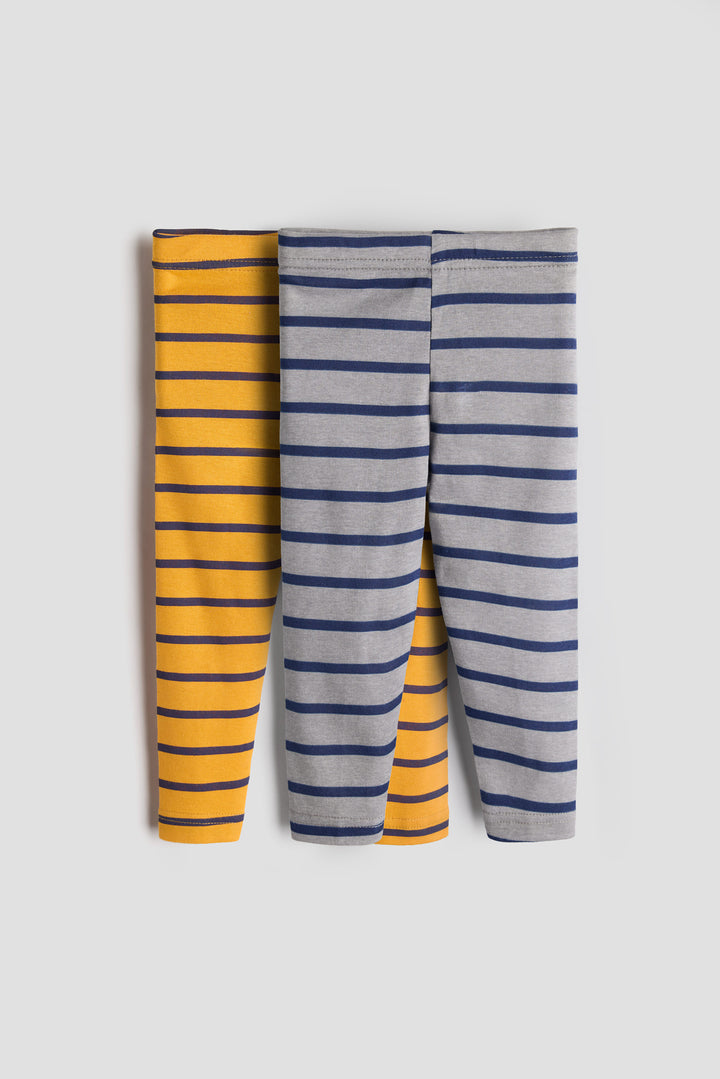 Ribbed Cotton Striped Leggings for Babies &amp; Toddlers – Pack of 2