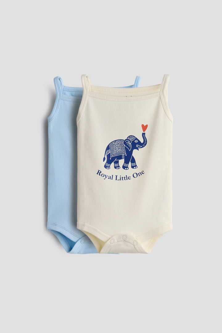 Sleeveless Onesie for Babies — Pack of 2 | Royal Ele and Sky Blue