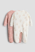 2 Way Double Zipper Baby Sleepsuit – Pack of 2 | Soft Cotton Footed Rompers