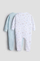 2 Way Double Zipper Baby Sleepsuit – Pack of 2 | Safari Animals & Elephant Print