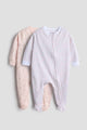 2 Way Double Zipper Baby Sleepsuit – Pack of 2 | Floral & Bunny Print