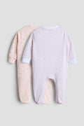 2 Way Double Zipper Baby Sleepsuit – Pack of 2 | Floral & Bunny Print