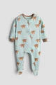 Little Moo Highland Cow Zip Sleepsuit | Mint & Brown