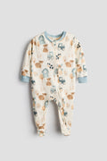 Farm Animal 2 Way Zip-Up Baby Sleeper | Cream Cotton Footie
