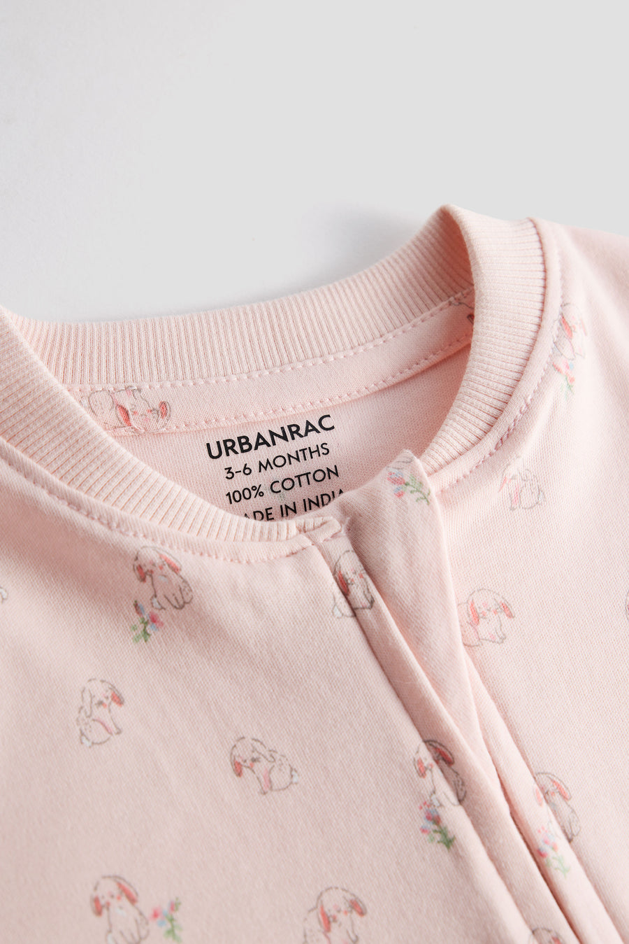 2 Way Double Zipper Baby Sleepsuit – Pack of 2 | Floral & Bunny Print