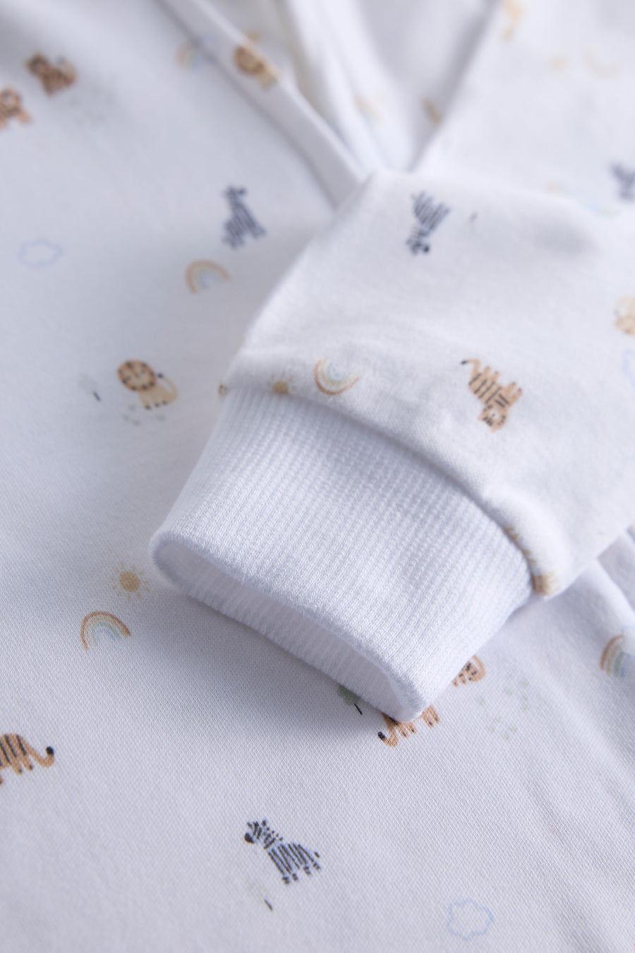 2 Way Double Zipper Baby Sleepsuit – Pack of 2 | Safari Animals & Elephant Print