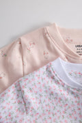 2 Way Double Zipper Baby Sleepsuit – Pack of 2 | Floral & Bunny Print